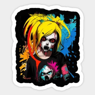 Zombie Teenage Girl Halloween Sticker